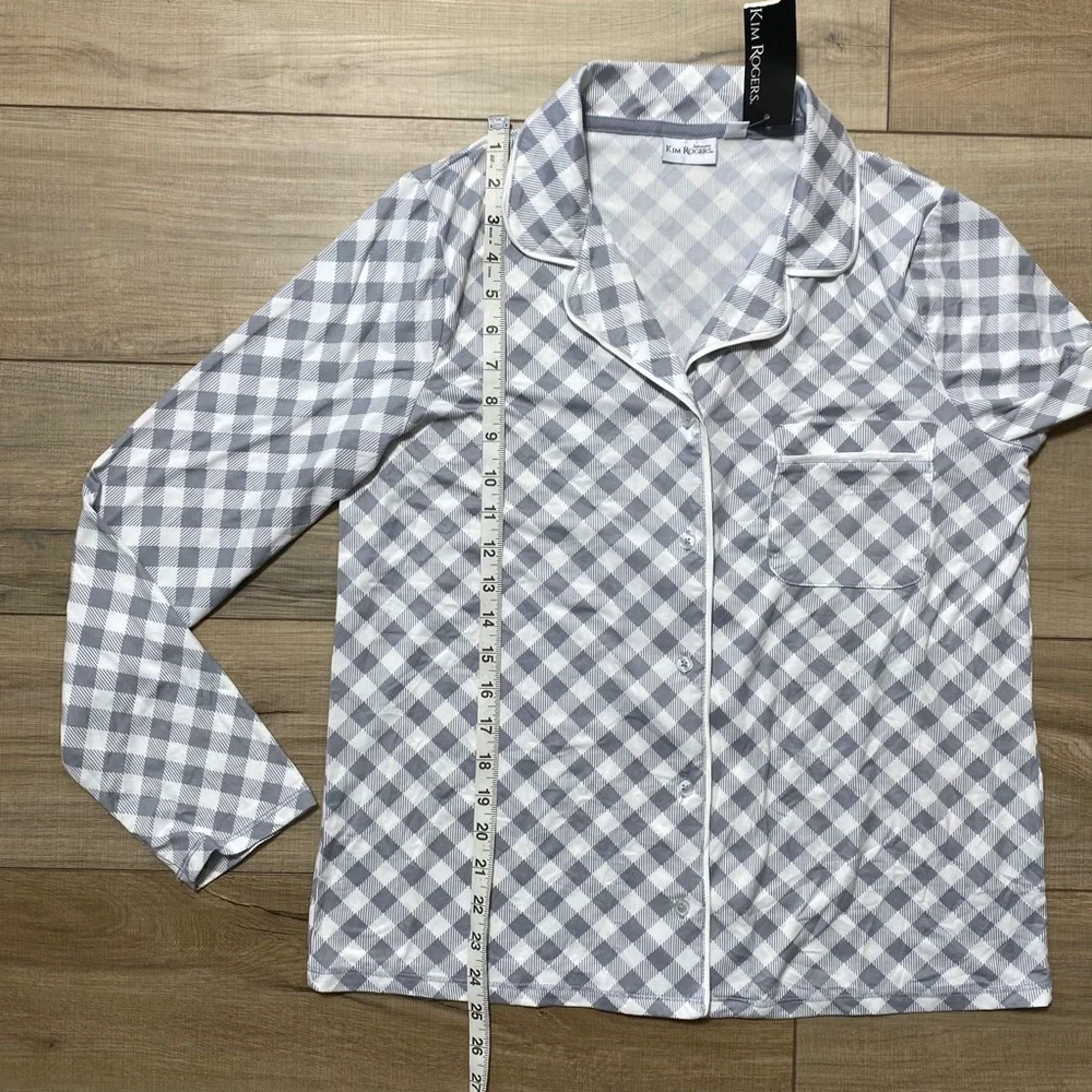 Kim Rogers Intimates Womens Shepard Check Pattern Button Up Pajama Top Small - Picture 5 of 11